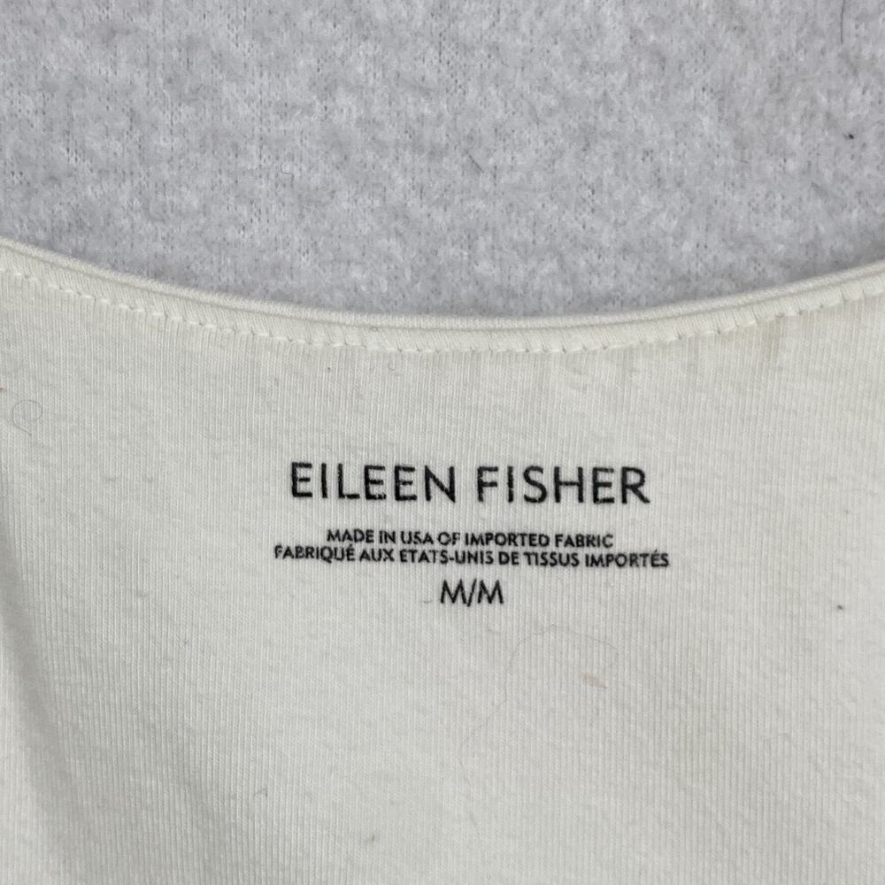 EILEEN FISHER Top M Cami Stretch Organic Cotton Jersey Shelf Bra Off White USA - Picture 3 of 16